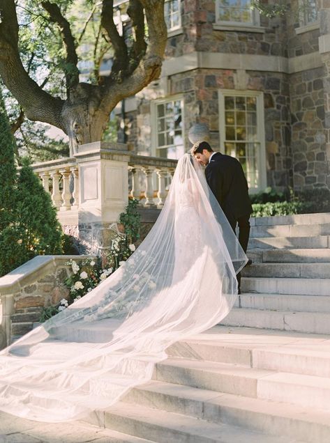 AFFORDABLE - Wedding veil with blusher bridal veil cathedral wedding | Etsy Graydon Hall Manor Wedding, Royal Veil, Wedding Veil Long, Graydon Hall Manor, Veil With Blusher, Veil Long, Sheer Veil, A Royal Affair, Veil Cathedral