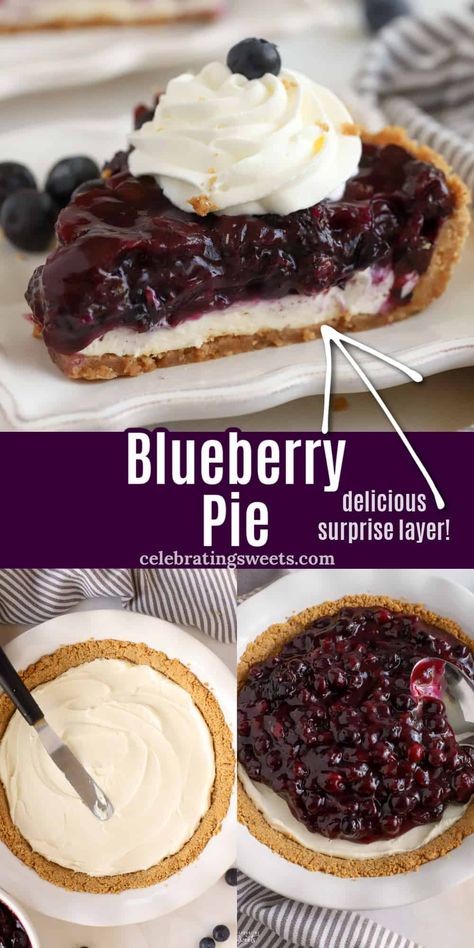 Blueberry Cream Cheese Pie Recipe, Cream Cheese Blueberry Pie, Graham Crust Pie Recipes, Pie Using Graham Cracker Crust, Pies In Graham Cracker Crust, Blueberry Pie With Graham Cracker Crust, Blueberry Pie Graham Cracker Crust, Graham Cracker Crust Pies Recipes, Blueberry Cream Pie Recipe