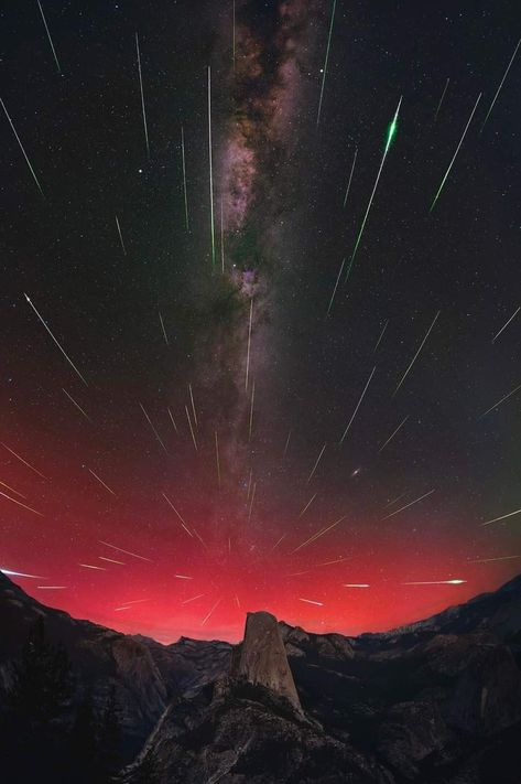 Meteor Shower Photography, Night Rainbow, Yosemite Photography, Shower Photography, Rainbow Sky, Meteor Shower, Shower, Stars, Photography