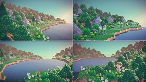 Animal Crossing Mountain, Meadowcore Acnh, Animal Crossing 3ds, Island Theme, Black Tulips, Animal Crossing Game, Mountain Village, Mountain Designs, Island Design