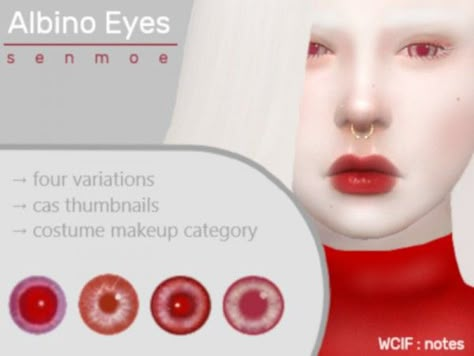 The Sims Resource: Albino inspired Eyes by Senmoe • Sims 4 Downloads Sims 4 Cc Albino Eyes, Sims 4 Anime Makeup, Free Sims 4 Cc Eyes, Sims 4 Albino Skin, Sims 4 Cc Albino Skin, Sims Mods Eyes, Sims 4 Cc Tiefling, Sims 4 Mods Eyes, The Sims 4 Mods Eyes