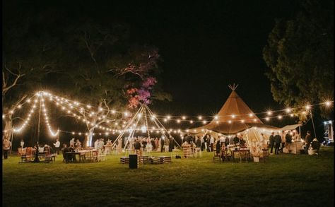 Tipi Lane single tipi and naked tipi dance floor, glowing into the night. Paddock festival style wedding. Boho styling, with Pallet tables, pumping dancefloor and glowing trees. Tiki bar serving cocktails and local beverages all night. Paddock Wedding, Festival Style Wedding, Strawberries Chocolate, Adelaide Hills, Event Furniture, Surprise Wedding, Tipi Wedding, Magical Wedding, Gin Tonic