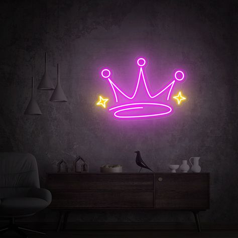 Crown Neon Sign, Crown Led Sign, Gift Sign Wall Decor, Personalized Gifts for Kids, Neon Wall Sign, Custom Neon Lights, Neon Sign for Room Add light to your life with bright, vibrant neon colors! The neon sign will be an amazing wall decoration that is suitable for events and homes as well. Create a fun sign for your wedding, with your new family name or a welcome sign, create signs for any event, gallery opening, business parties, corporate events. Use it as a cool living room decor, as a door Neon Crown, Crown Royal Neon Sign, Neon Crown Sign, Neon Crown Wallpaper, Sign For Room, Dorm Room Signs, Crown Neon Sign, Rose Led Lights Sign Affordable, Unicorn Neon Sign