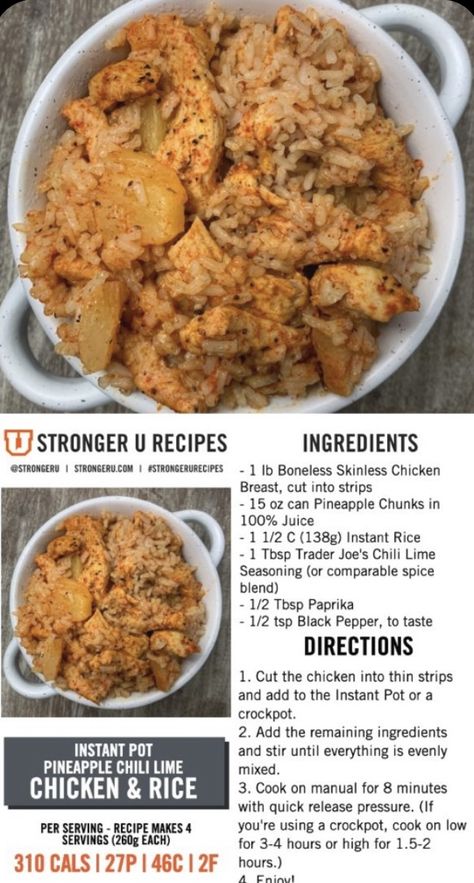 Pineapple Chicken Rice, Lime Chicken And Rice, Pineapple Chili, Mason Woodruff, Iifym Recipes, Macro Diet, Chili Lime Chicken, Macro Friendly Recipes, Nutrition Coaching