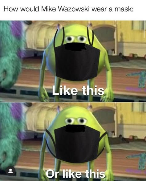 Mike Wazowski, Face Mask, Mask, Memes, Funny