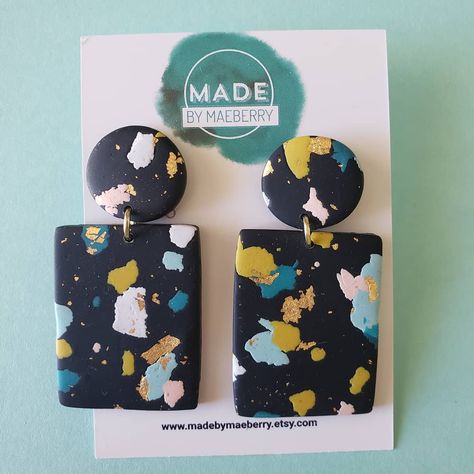 Black Terrazzo, Diy Clay, Clay Earrings, Electronic Products, On Instagram, Instagram, Black