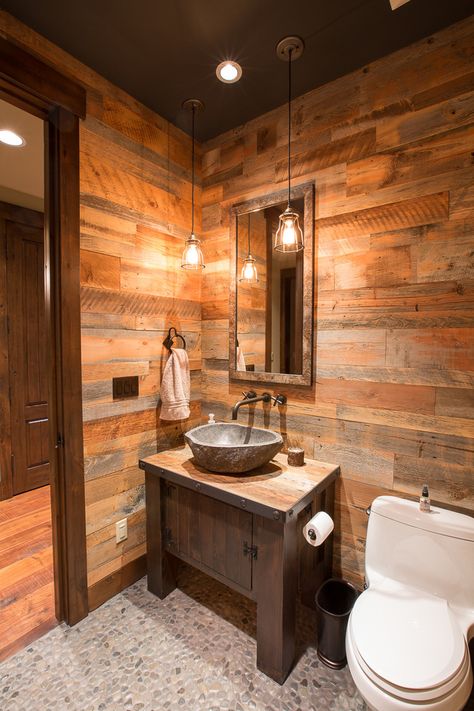 Cool Paneling Ideas, Barn Bathroom Overstock, Rustic Wood Furniture Bathroom, Barnwood Bathroom Ideas, Wood Accent Wall In Bathroom, Cedar Interior Walls, Cedar Bathroom Walls, Wooden Bathroom Interior, Rustic Trim Ideas