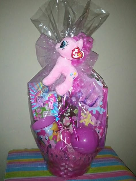 My Little Pony Easter Basketcan be found at Deb's Creations at www.facebook.com/debscreations2014 Creative Easter Baskets, Unique Gift Baskets, Girls Easter Basket, Kids Gift Baskets, Easter Basket Ideas, Kids Easter Basket, Diy Gift Baskets, My Lil Pony, Pony Party