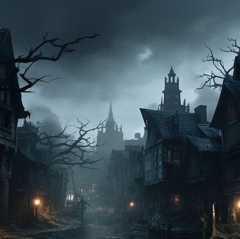 OnShock on Instagram: "The trail of life is a difficult one but a satisfying one" 19th Century Gothic, Haunted Towns, Horror Literature, Fantasy Village, Dark And Mysterious, Fantasy Town, Moonlit Sky, Victorian London, The Haunting