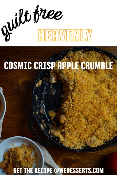 Whip up this Easy Apple Crumble recipe in no time with your air fryer! 😍🍎 The perfect blend of brown sugar, apples, and a buttery Apple Crumble topping make this treat irresistible! Did I mention that we used the famous Cosmic Crisp apples? 😋 Go to wedesserts.com to get the recipe; pin for later! 📌 Gluten Free Rhubarb Crisp, Cosmic Crisp Apple, Apple Crumble Topping, Easy Apple Crumble, Apple Crumble Recipe, Rhubarb Crisp, Sugar Apples, Crisp Apple, Crumble Recipe