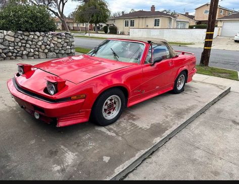 The Triumph TR7 was born at the wrong time. It was born in an era when car designs were saddled with huge front/rear bumpers and silly ride height, not to mention complicated Rube Goldberg inspired carburmafactor and all sorts if ill thought out ideas. Today's TR7 is a project car that has had the original 4-cylinder Triumph motor replaced with a 231 ci V6 from a Buick...which is maybe an upgrade...I'm not sure. #British #BuickV6 #TR7 #Triumph #V6Swap Tr7 Triumph, Triumph Tr7, Triumph Motor, Rube Goldberg, Car Designs, Wrong Time, Red Interiors, Car Design, Buick