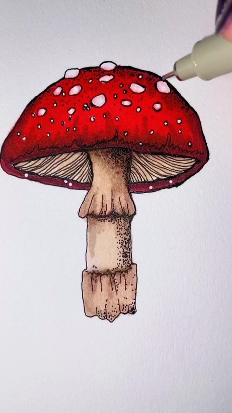 Mushroom Paint, Mushroom Drawing, Artist Instagram, Arte Inspo, Mushroom Art, Art And Illustration, Painting Art Projects, Marker Art, Art Tutorials Drawing