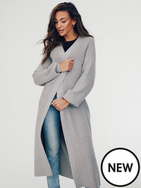 Michelle Keegan Longline Belted Cardigan - Grey | littlewoods.com Michelle Keegan, Bags Style, Belted Cardigan, High Leg Boots, Home Tech, Fashion Furniture, Mens Clothing, Department Store, Long A Line