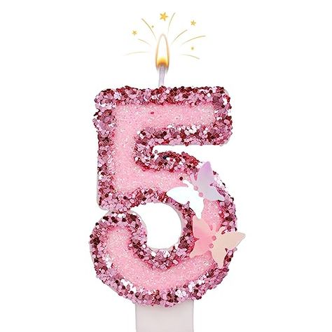 Cake Topper Butterfly, Birthday Number Candles, Candles Cake, Number Candles Birthday, Birthday Aesthetic, Number Candle, 5 Birthday, Butterfly Birthday, Birthday Numbers