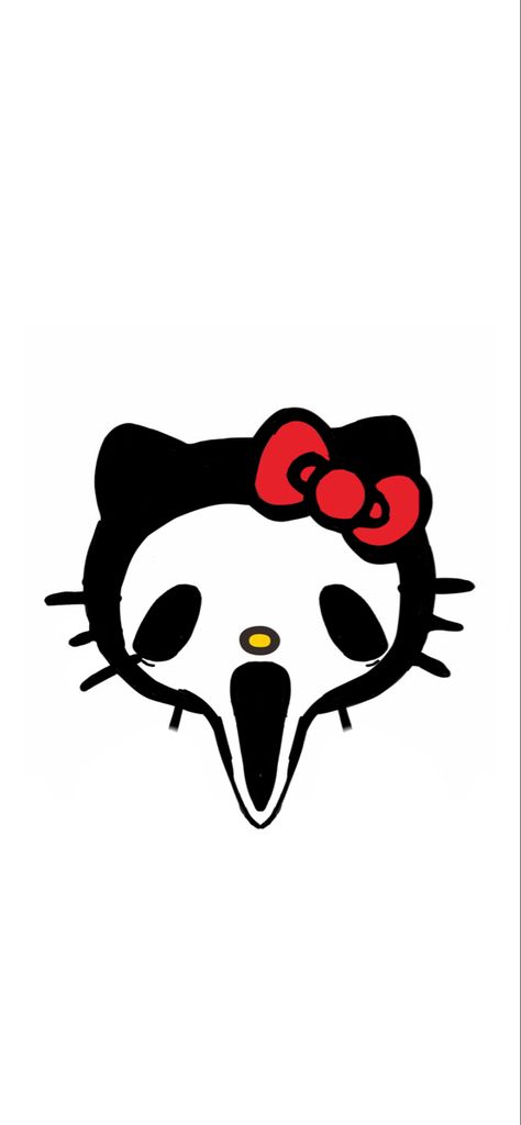 Hello Kitty Wallpaper Iphone Halloween, Halloween Pfp Skeleton, Scream Hello Kitty Pfp, Hello Kitty X Ghostface, Scary Hello Kitty Wallpaper, Hello Kitty With Mouth, Freddy Krueger Hello Kitty, Hello Kitty Scream Nails, I Love Odetari Round Pfp