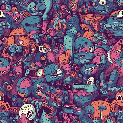 Strange Monster, Monster Doodles, Doodle Colorful, Clothing School, Pattern Doodle, 2010s Aesthetic, Funky Accessories, Neon Colours, Monster Characters