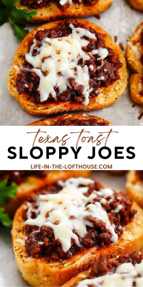 Sloppy Joes on Texas Toast Garlic Breads Texas Toast Sloppy Joe Recipe, Texas Toast Sloppy Joes, Garlic Toasts, Garlic Breads, Family Gathering Food, Bbq Beef Sandwiches, Beef Ideas, Homemade Sloppy Joe Recipe, Hamburger Dishes