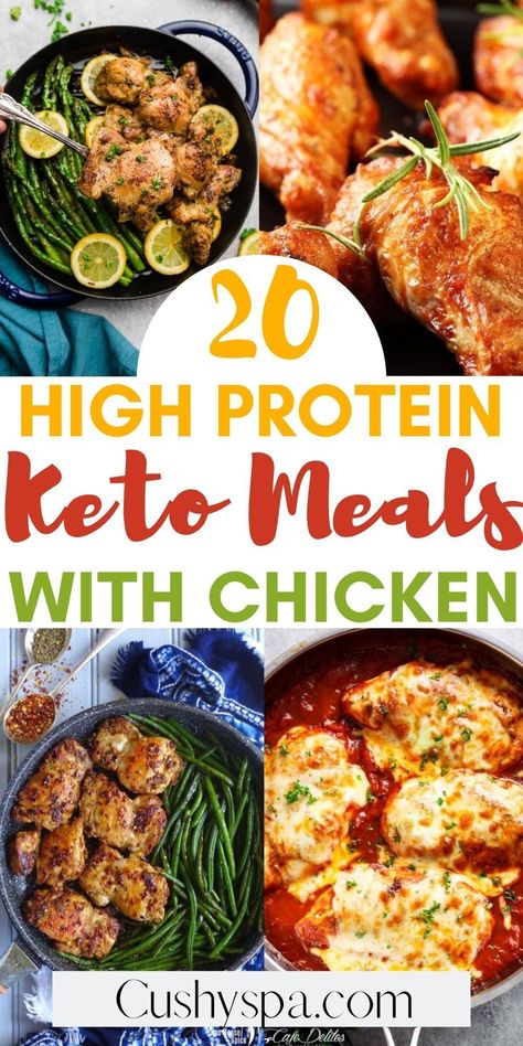 Easy high protein, low carb chicken meals for fast weight loss. Great ideas for tasty, healthy dinners that will put you in ketosis. Perfect for meal prep and easy keto lunch ideas too. #keto #highprotein Keto Bulk Meals, High Protein Keto Meal Prep, Chicken Meal Prep Low Carb, Healthy Meals For Picky Eaters Adults Low Carb, Low Carb High Protein Meals Dinners Chicken Recipes, Keto Chicken Lunch Ideas, Chicken Meal Prep Recipes Low Carb, No Carb Chicken Meals, Keto Recipes High Protein