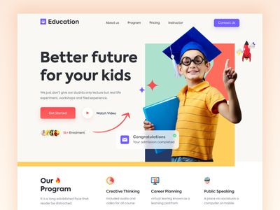 Education Platform Design, Online Learning Website Design, Kids Website Design Inspiration, Educational Websites Design, Education Website Design Inspiration, E Learning Design Ideas, E Learning Website Design, Online Course Website Design, Kids Website Design