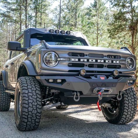 Ford Bronco with Fab Fours Premium Winch Bumper 2023 Ford Bronco Accessories, Ford Bronco Accessories, Bronco Accessories, Winch Bumpers, The Fab Four, Off Road Adventure, Car Ford, Lifted Trucks, Front End