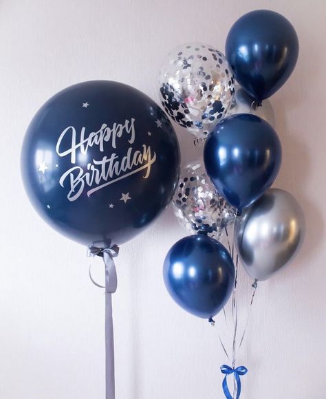 Ballon Ideas For Birthday Men, Male Birthday Balloons, Balloon Decorations For Birthday Men, Simple Birthday Decorations For Men, Birthday Balloons Aesthetic, Birthday Balloons For Men, Helium Balloon Decoration, Instagram Posts Aesthetic, Balloons For Men