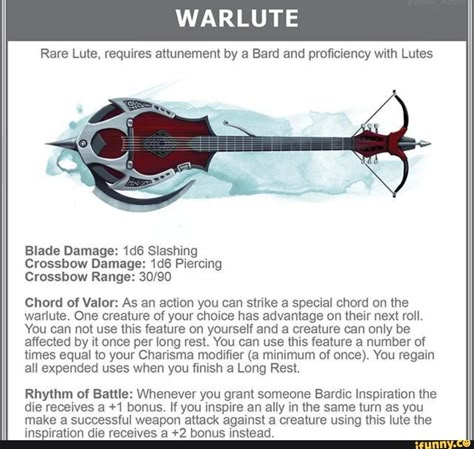 Dnd Homebrew Crossbow, Dnd Magic Item Bard, Dnd 5e Magic Crossbow, Bard Magic Items 5e, Bard Aesthetic Dnd, Dnd Items Homebrew, Dnd Homebrew Items, Bard Aesthetic, Bard Dnd