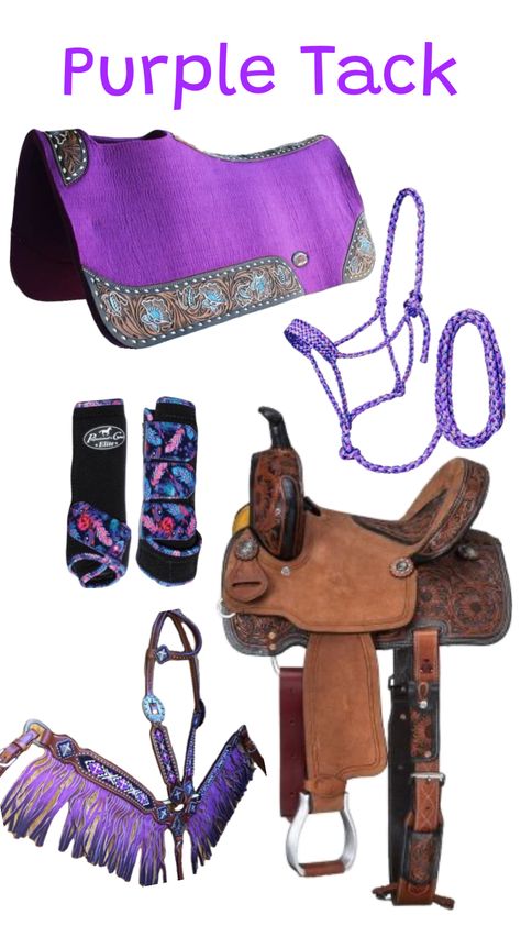 #purple #tack #horsetack Purple Horse Tack, Barrel Saddles For Sale, Western Horse Tack Turquoise, Western Riding Tack, Western Tack Sets, Barrel Racing Tack Sets, Barrel Racing Tack Rodeo, Bling Horse Tack, Saddles For Sale