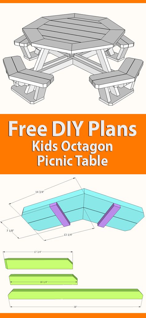 Kids octagon picnic table plans » Famous Artisan Octagonal Picnic Table, Octagon Picnic Table Plans Free, Kids Picnic Table Diy, Diy Kids Picnic Table, Pinic Table, Octagon Picnic Table Plans, Kids Picnic Table Plans, Playset Makeover, Farmhouse Picnic Table