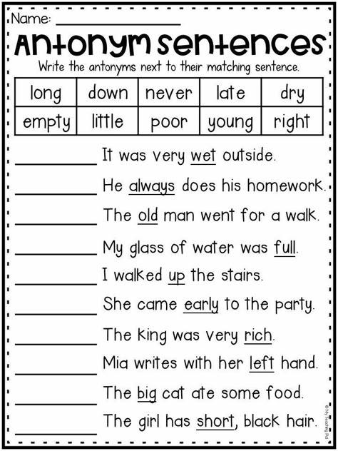 Antonyms Worksheet, Ingles Kids, 2nd Grade Reading Worksheets, 2nd Grade Grammar, Grammar For Kids, 2nd Grade Writing, First Grade Worksheets, English Grammar Worksheets, Synonyms And Antonyms