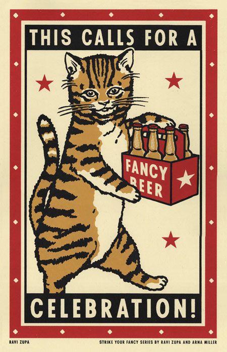 DRUNK CATS AND ANIMAL PRINTS - RAVI ZUPA Drunk Cat, Beer Poster, Matchbox Art, Retro Cats, Cat Posters, Lithograph Print, Room Posters, Print Artist, Animal Prints