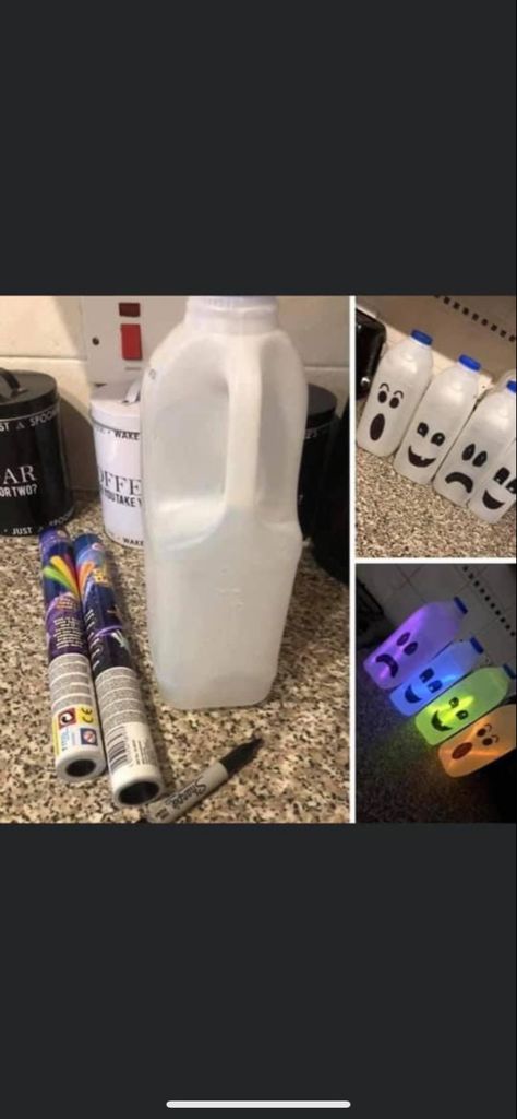 Plastic Milk Bottles, School Holiday Activities, Kids Milk, Diy Glow, Thanksgiving Projects, Plastic Milk, Plastic Food Containers, Glow Stick, Milk Bottles