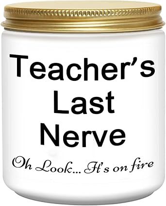 Teacher Appreciation Gifts for Women Funny Teacher Gift for Christmas Unique Novelty Lavender Scented Soy Candles Teachers Last Nerve Candle Relaxation Candle, Last Nerve Candle, Funny Teacher Gift, Teacher Birthday Gifts, Relaxing Candles, Novelty Candles, Funny Teacher Gifts, Lavender Extract, Gifts Teacher