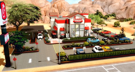 Chick-Fil-A🐔🥪 | The Sims 4 Build | Patreon Sims 4 Commercial Lots, Sims 4 Build Patreon, Sims 4 Lot Download Patreon, Ts4 Map Replacement, Sims 4 Factory House, Sims 4 Factory Build, Sims 4 Lots Patreon, Chick Fa La, Sims4 Lots