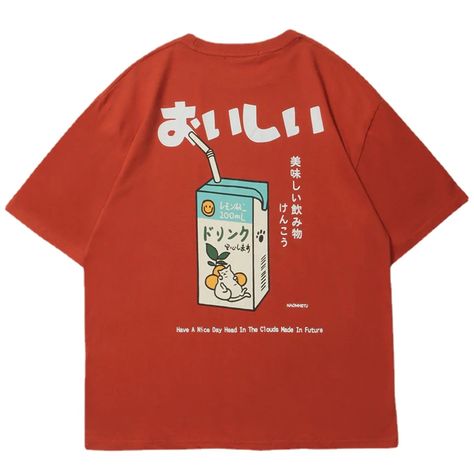 Japanese Kanji Letter Drink Print Embroidery Harajuku Short Sleeve T-S – AeeTee Jeans Patchwork, Embroidery T Shirt, Japanese Tshirt, Japanese Kanji, Japanese Streetwear, Orange T Shirts, Japanese Design, Style Streetwear, Harajuku Fashion