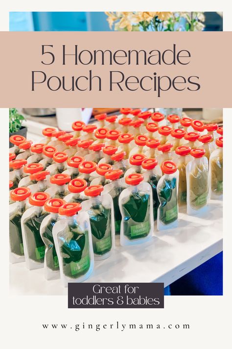 5 Simple Homemade Pouch Recipes for toddlers and babies. These homemade pouches are nutrient dense and simple enough for anyone to make! Diy Pouch Recipes, Purée Pouch Recipes, Snack Pouches Diy, Homemade Fruit Pouches, Pouch Food Recipes, Homemade Baby Food Pouches, Homemade Pouch Recipes, Pouch Recipes Baby, Diy Baby Yogurt Melts