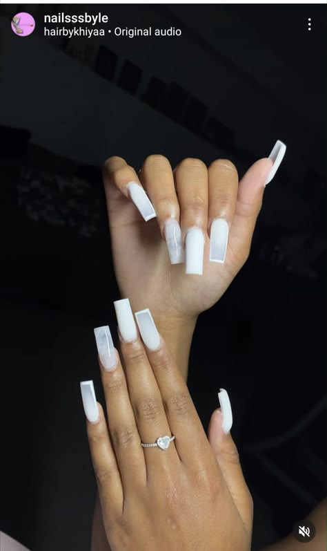 Simple Acrylic Nails Milky White, Square Acrylic Nails Milky White, Milky White Nails Acrylic Coffin Long, Cum White Acrylic Nails Square, Coffin Outline, Long Square Acrylic Nails Milky White, Outline Nails Design, Sew In Weave Hairstyles, Gel Nails French