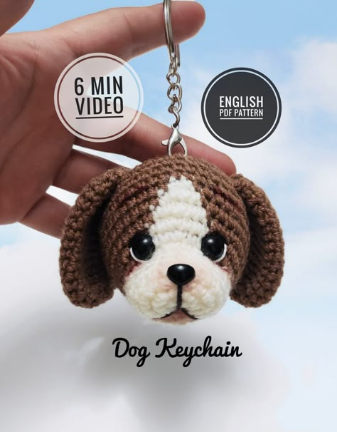 crochet toys Crochet Dog Head Keychain, Dog Crochet Keychain, Dog Crochet Patterns Free, Amigurumi Keyring, Crochet Dog Keychain, Crochet Keyring Free Pattern, Keyring Crochet, Dog Keyring, Crochet Dogs