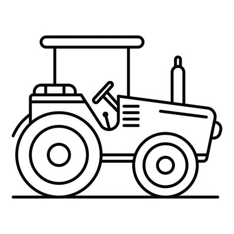 Tractor Sketch, Wheels Illustration, Agriculture Art, Tire Vector, Lego Tractor, Tractor Drawing, Sketch Outline, Farm Harvest, Hand Graphic