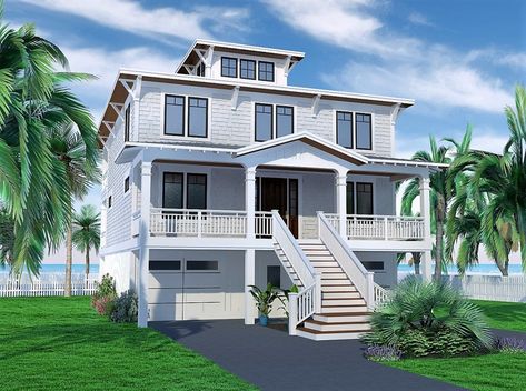 halyard_bay_II_front California Houses, Bay House Plans, Delivery Format, Beach House Flooring, Big Front Porches, Beach House Floor Plans, Coastal Homes Plans, Beautiful Beach Houses, Beach House Plan