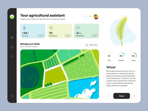 Farm - Dashboard Design for Agricultural App by Outcrowd on Dribbble Farm Marketing, Agriculture Design, Create Your Own Font, Creative Market Design, Web Dashboard, Studio Marketing, Social Media Branding Design, Directory Design, Ui Design Website