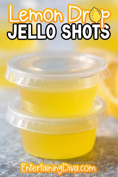 Lemon Drop Jello Shots Recipe Strong Jello Shots Recipe, Lemon Drop Jello Shots, Lemon Jello Shots, Margarita Jello, Margarita Jello Shots, Best Jello Shots, Jello Shots Recipe, Jello Shots Vodka, Jello Pudding Shots