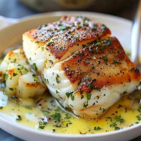 Meal Prep Cod Fish Recipes, Herb Butter Sauce, Seared Cod, Fish Dinners, Cod Fish Recipes, Fish Dinner Recipes, Seared Scallops, Cod Recipes, Impressive Recipes