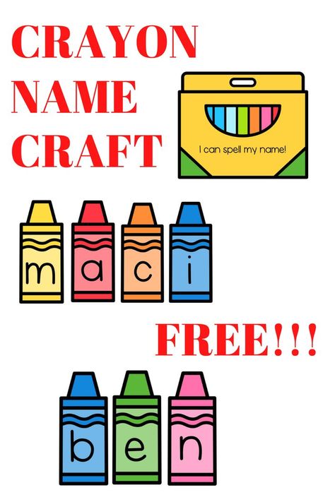 In today's blog post, I am sharing a FREE Crayon Box Name Craft that will be perfect for your back to school craft plans! Use with pre-k, kindergarten, or first grade students! Crayon Box Name Craft || Crayon Name Craft || Back to School Crafts || Alphabet Activities || Name Practice Preschool Names Craft, Crayon Free Printable, Crayon Box Craft Preschool, Name Packets Preschool, First Day Of School Crafts Preschool, Crayon Box Name Craft, Name Crafts Free Printable, Editable Crayon Template, Back To School Name Crafts For Preschool