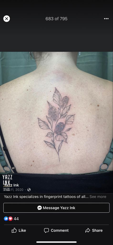 Fingerprint Flowers Tattoo, Fingerprint Tree Tattoo, Finger Print Flower Tattoo, Thumb Print Tattoo Ideas, Finger Print Tattoo, Thumbprint Tattoo, Fingerprint Tattoo, Fingerprint Tattoos, Family Tree Tattoo