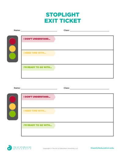 Stoplight Exit Ticket - FLEX Assessment Exit Ticket Ideas, Artist Statement Template, Exit Ticket Ideas First Grade, Exit Tickets Kindergarten, Exit Tickets Template, Exit Tickets Middle School, Exit Tickets Elementary, Math Exit Tickets, Visible Thinking