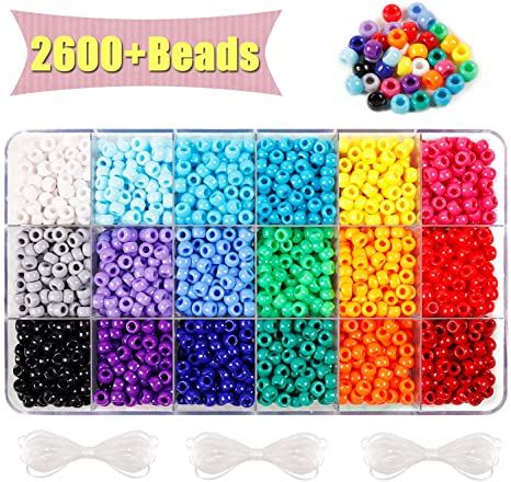 Amazon.com: MAKERSLAND 2600+pcs Pony Beads Kit Opaque Rainbow Plastic Multicolor Pony Beads in 18 Colors with Elastic String and Storage Box for Hair Braiding DIY Bracelets Necklaces Key Chains and Jewelry Making: Arts, Crafts & Sewing Necklaces Key, Kandi Beads, Beads Kit, New Year Diy, Beading For Kids, Diy Projektit, Jewelry Making Kits, Stil Boho, Beaded Boxes