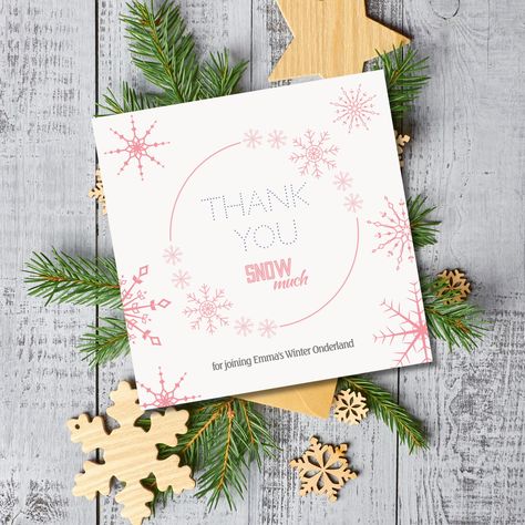 Thank You Snow Much A winter wonderland Thank you card for a year old birthday with Rose gold pink color and glittered background and snowflakes and a personalized message. The funny text says "Thank you snow much". Perfect for 1st birthday invitation. #winteronderland #firstbirthdaytheme #firstbirthdaydecor #firstbirthdaygirl #winterbirthdaytheme #thankyousnowmuch https://www.zazzle.com/z/ae007rt9?rf=238902442351646839 Winter Birthday Themes, 1st Birthday Invitation, 1st Birthday Invitations, Rose Gold Pink, Funny Text, The Funny, Funny Texts, Winter Wonderland, A Year