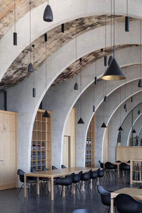 Exposed Concrete, Patio Interior, Wine Store, Glass Facades, Japanese Architecture, Design Competitions, Tasting Room, Napa Valley, Wine Cellar