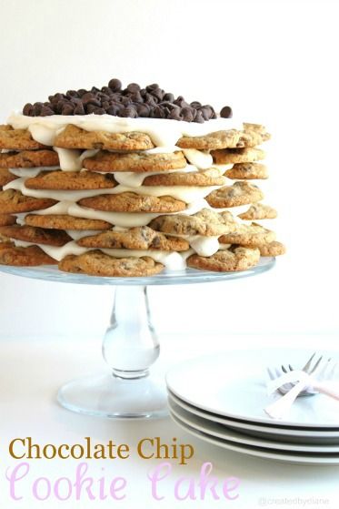 Cookie Tower, Chocolate Chip Cookie Cake, Bday Cake, Think Food, Eat Dessert First, Cake Chocolate, Yummy Sweets, Chocolate Chip Cookie, Cookie Cake