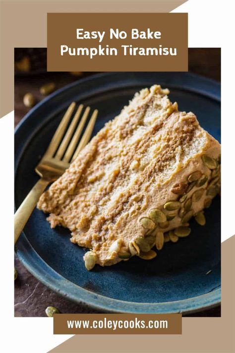 This easy recipe for No Bake Pumpkin Tiramisu is a fun take on a classic that's perfect for Thanksgiving! Boozy, coffee soaked lady fingers get layered between a whipped pumpkin spice mascarpone and finished with crunchy roasted pumpkin seeds. Torte Recipes, Pumpkin Tiramisu, Whipped Pumpkin, No Bake Pumpkin, Bake Pumpkin, Warm Desserts, Torte Recipe, Savory Salads, Toasted Pumpkin Seeds